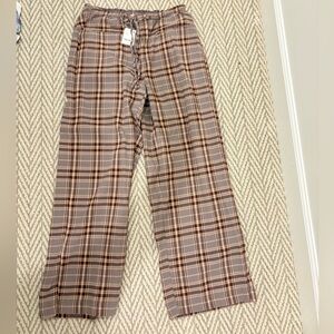 Free People Women’s Plaid Pants in Brown and Tan